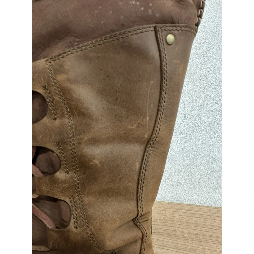 Ugg Australia Leather Boots Womens Size 9 Sheepskin Brown